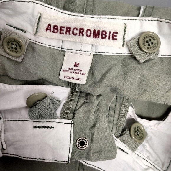 Vintage Abercrombie & Fitch Parchute Pants Wmn M Olive Green Wide Leg Button Fly - Picture 12 of 13
